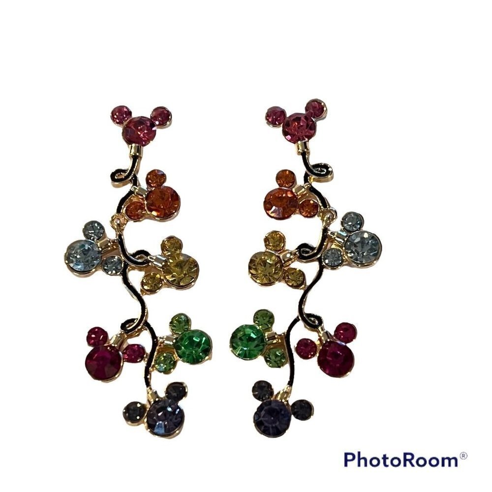 Disney x BaubleBar Mickey Mouse Earrings Rhinestones Multicolor New